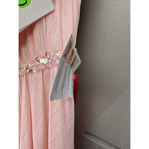 Mac Duggal Strapless Beaded Ruffle High Low Prom Gown in Ice Pink Sz 4 Princess - Picture 7 of 16